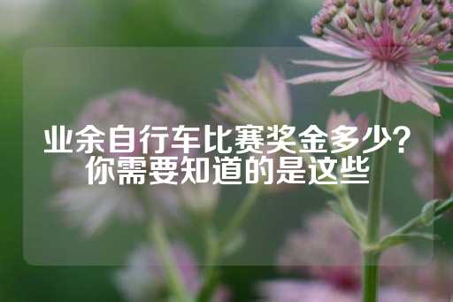 业余自行车比赛奖金多少？你需要知道的是这些-第1张图片-皇冠信用盘出租